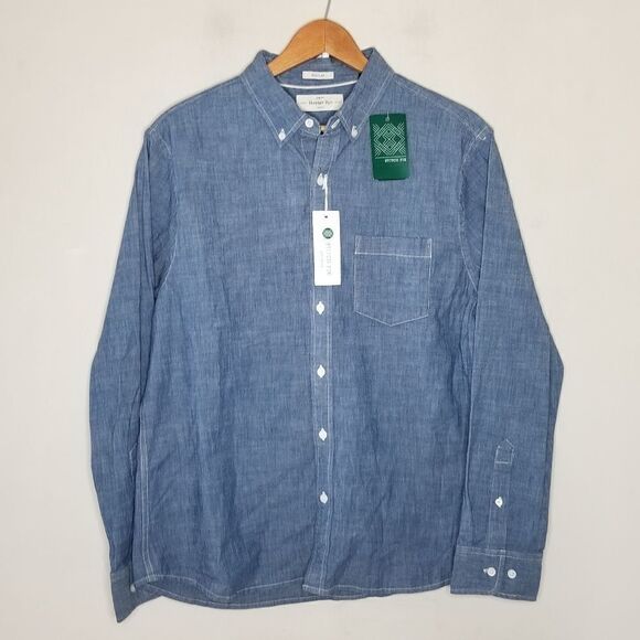 Hawker Rye chambrey regular stretch short men's button down dress shirt - Picture 1 of 8